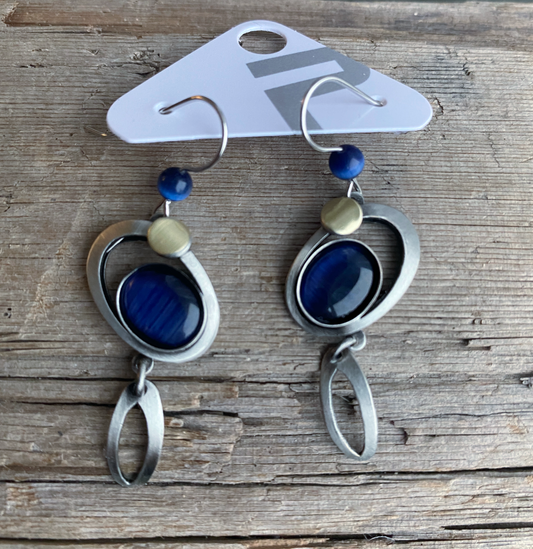 Christophe Poly Earrings - Blue Ovals