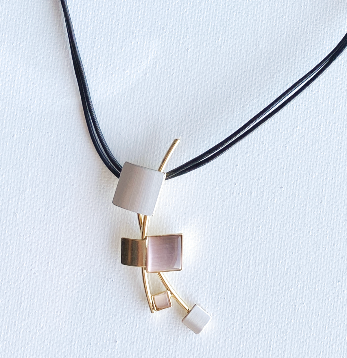 Christophe Poly Necklaces -Leather- Pink Squares - Brainchild Designs