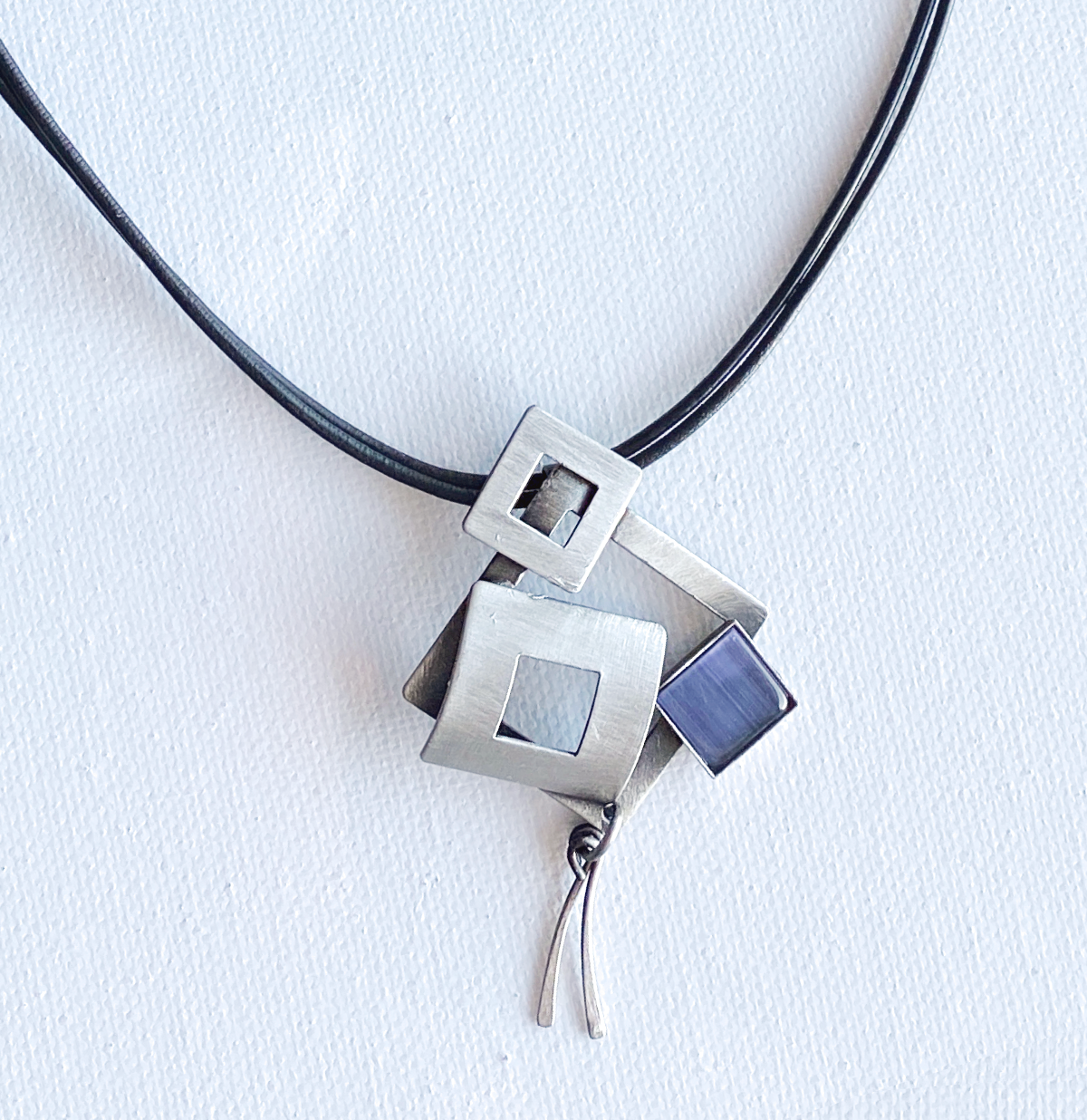 Christophe Poly Necklaces -Leather- Purple Diamonds - Brainchild Designs