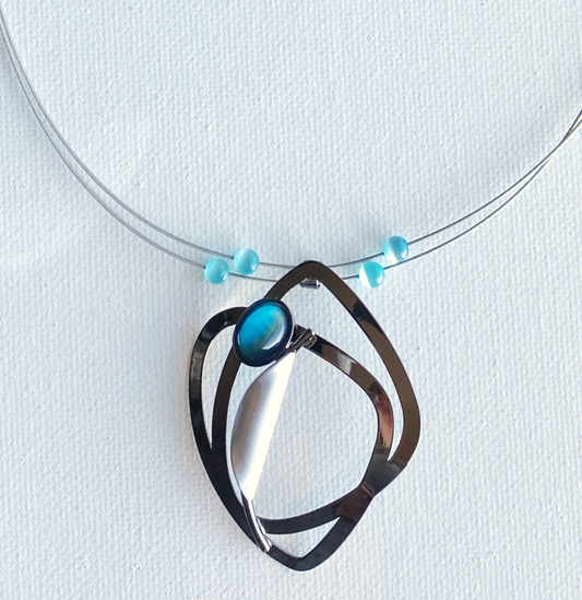 Christophe Poly Necklaces - Turquoise with Black Loops - Brainchild Designs