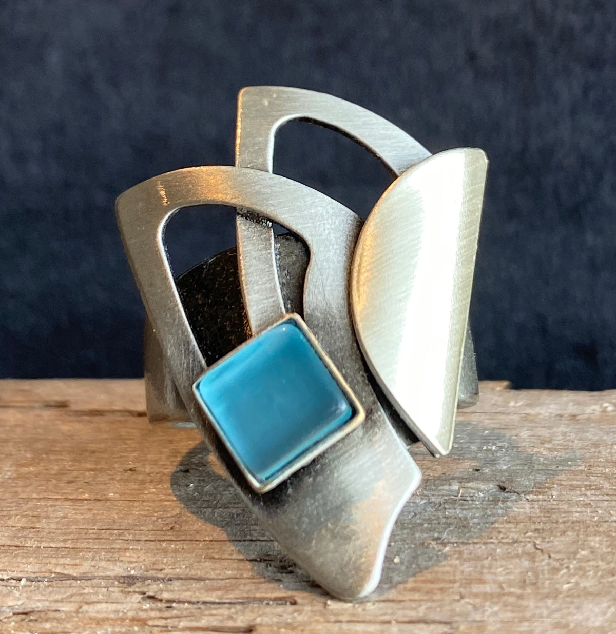 Christophe Poly Rings Turquoise Square Wings - Brainchild Designs