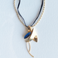 Christophe Poly Necklaces -Chain & Leather-Blue with Leaves - Brainchild Designs