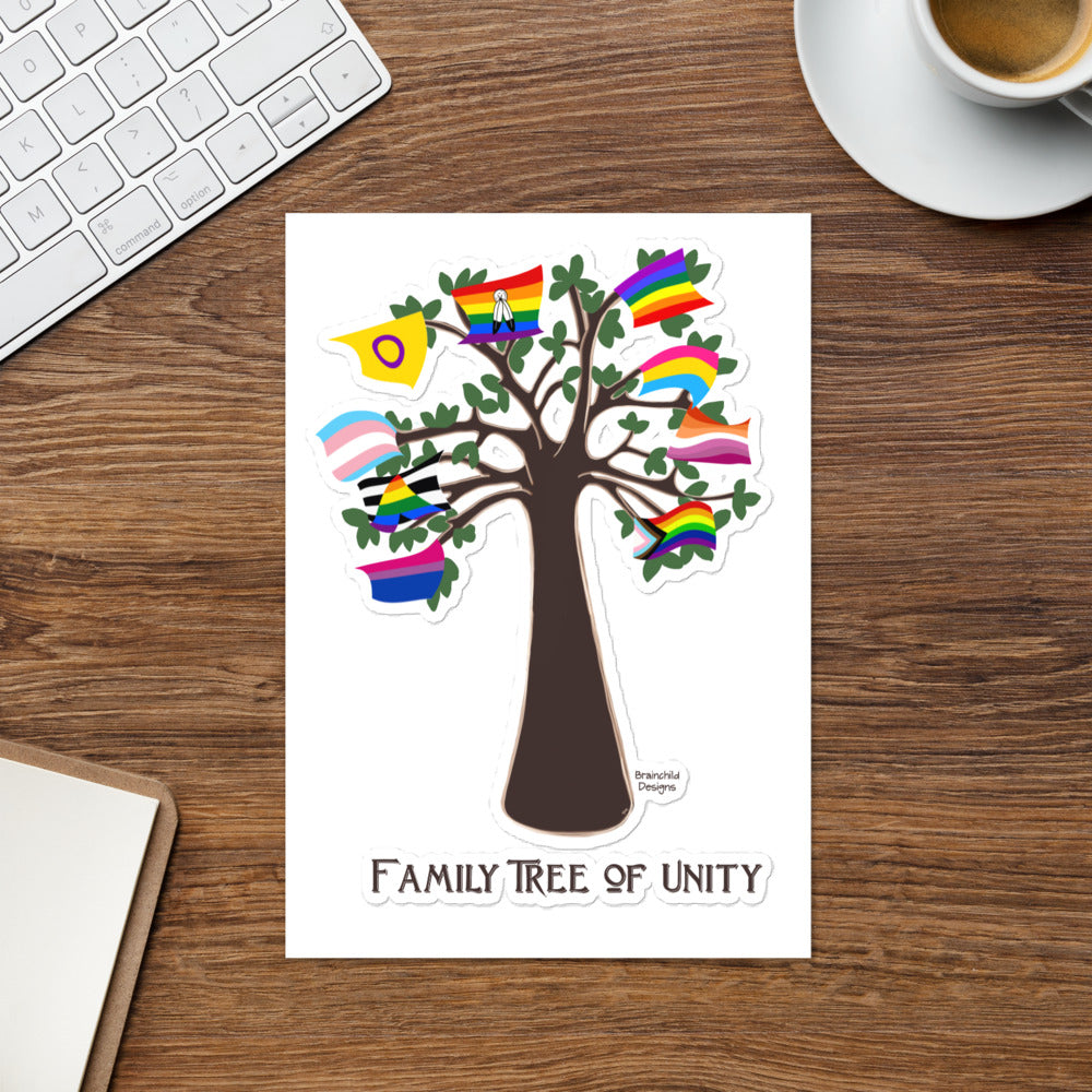 Family Tree of Unity 2SLGBTQQIA+ Sticker Sheet (large) - Brainchild Designs