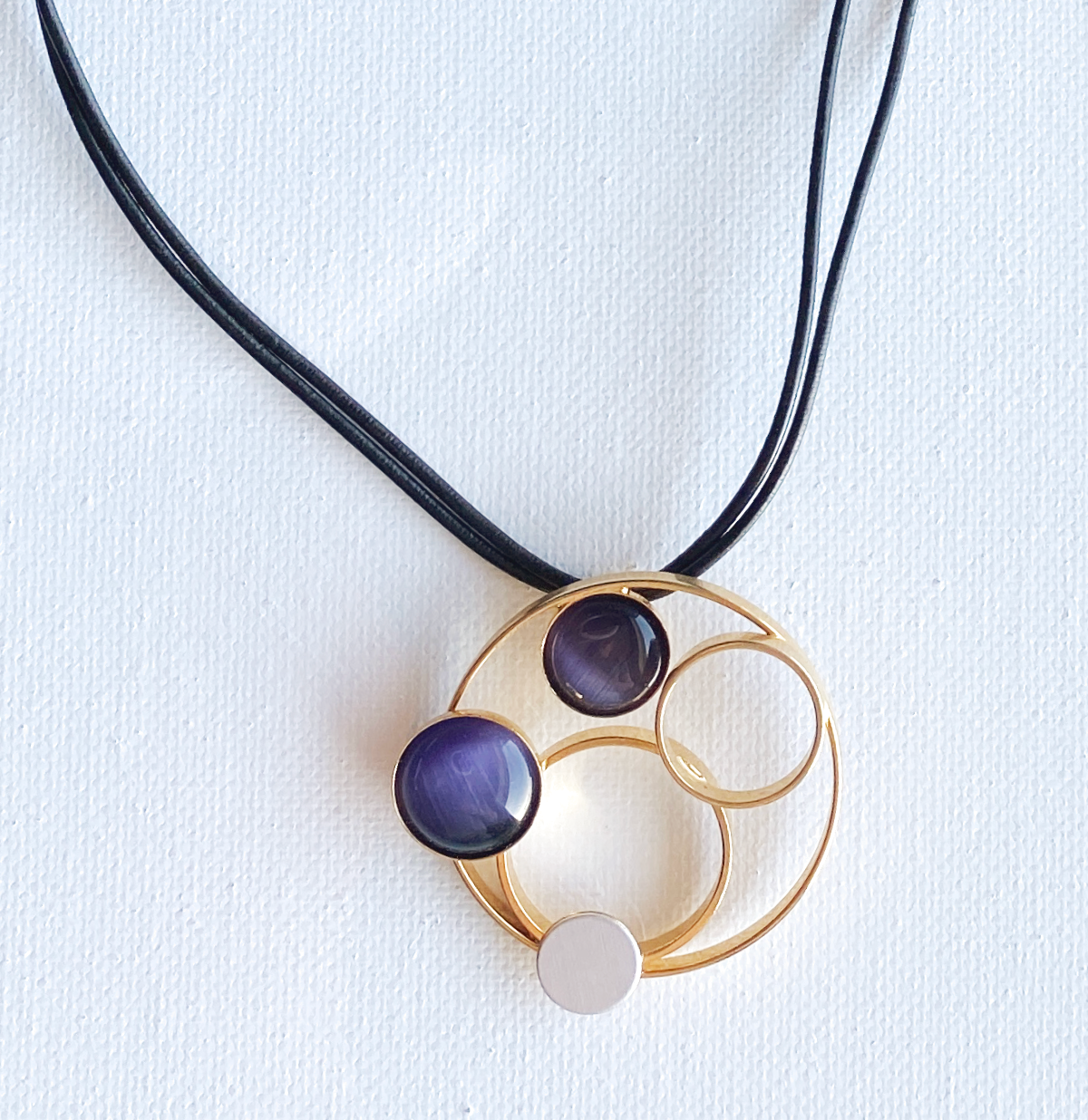 Christophe Poly Necklaces -Leather- Purple Circle Loops - Brainchild Designs