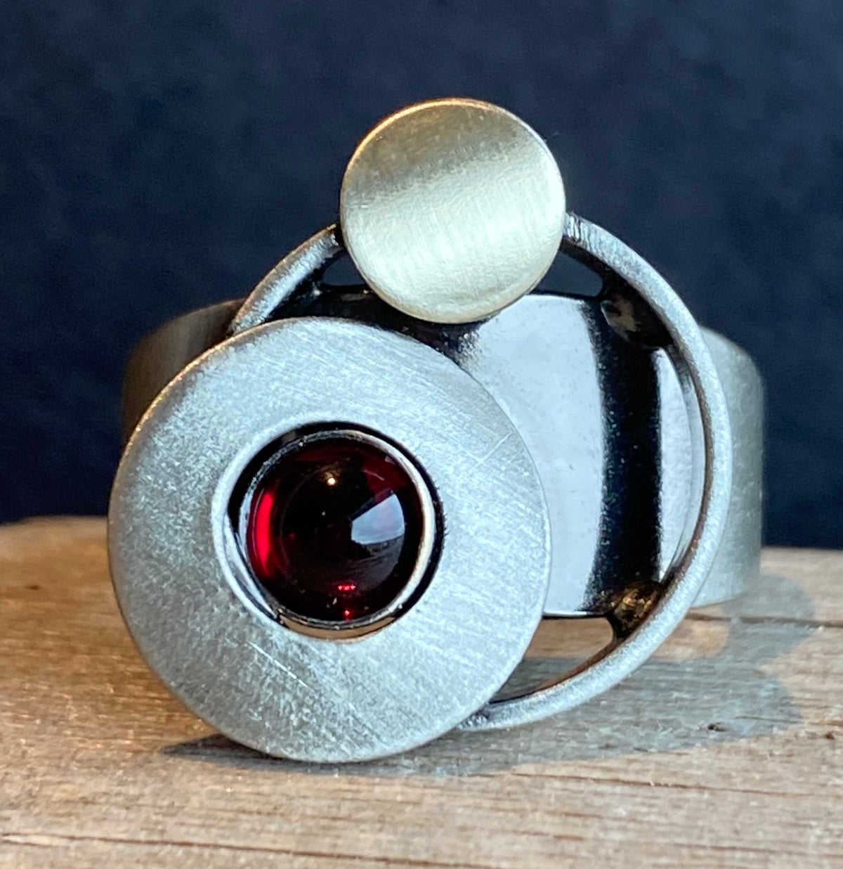 Christophe Poly Rings - Red with Silver Circles (Size 5)