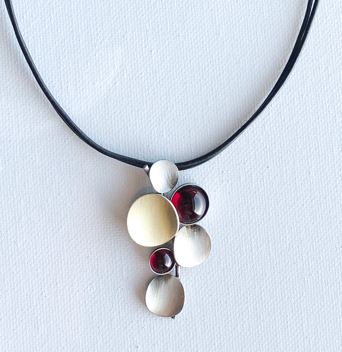 Christophe Poly Necklaces -Leather- Red Stacked Circles - Brainchild Designs