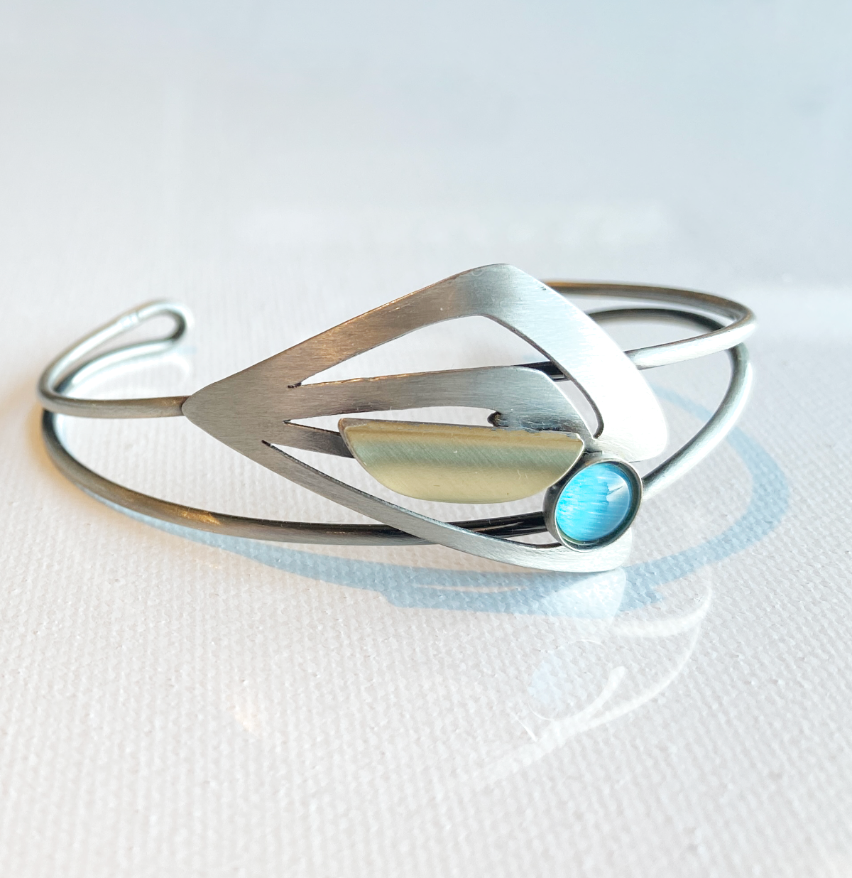 Christophe Poly Cuffs -small-Turquoise with Abstract Design - Brainchild Designs