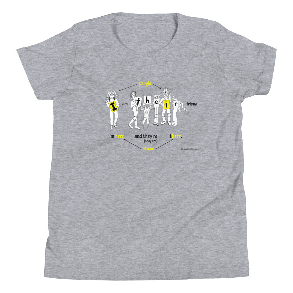Their, there, and they're -Youth Short Sleeve T-Shirt - Brainchild Designs