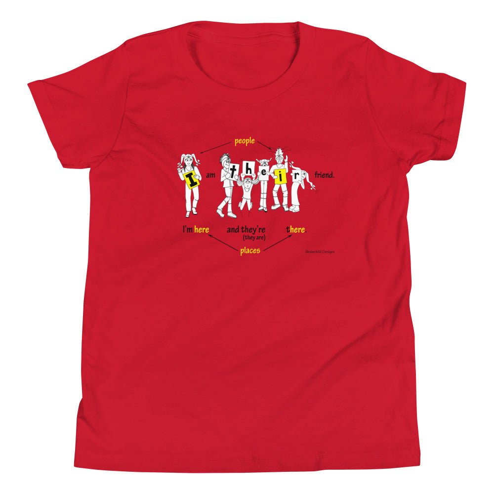 Their, there, and they're -Youth Short Sleeve T-Shirt - Brainchild Designs